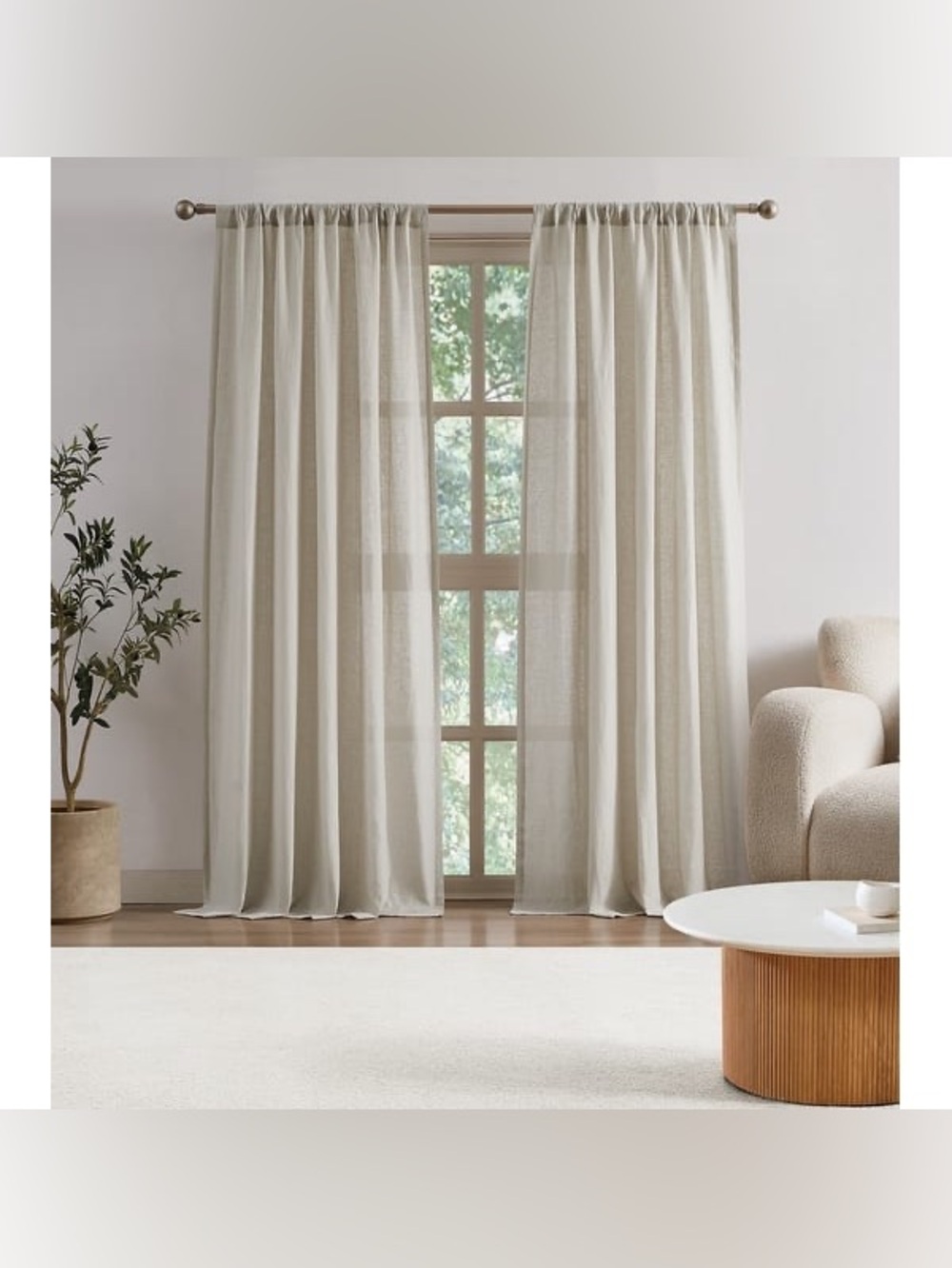 Brooklyn Loom Flax Linen Window Curtain Pair - 50x 108 Natural set of 2